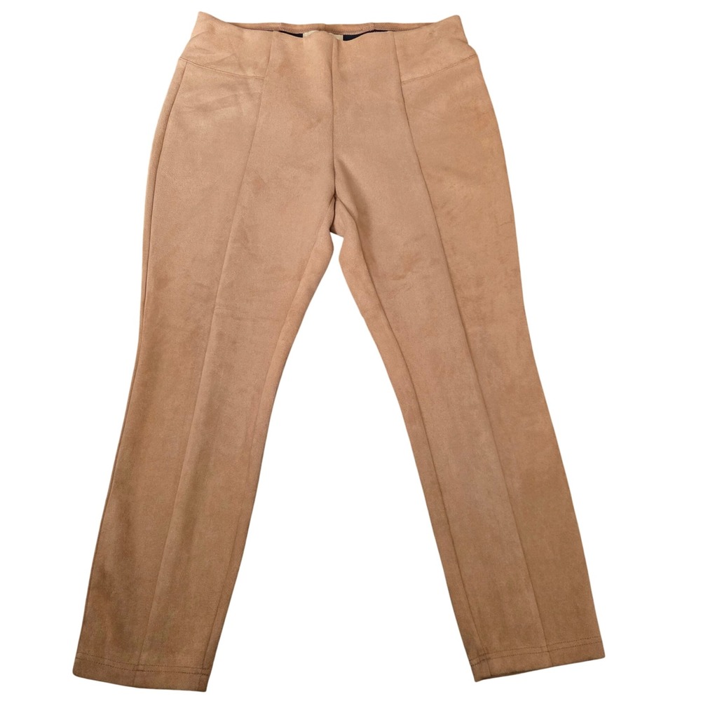 Hope & Harlow Womens Rust colored Faux Suede High Waist Ponte Pants Size Large
